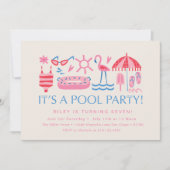 poolparty | Splash Party | Uitnodiging voor een zw (Voorkant)