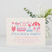 poolparty | Splash Party | Uitnodiging voor een zw (Staand voorkant)