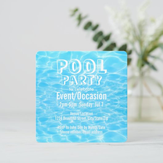 Poolparty strandfeest zomerfeest trendy modern kaart (Staand voorkant)