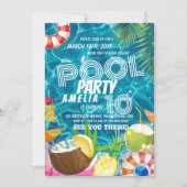 poolparty | Tropische uitnodiging voor verjaardags (Voorkant)
