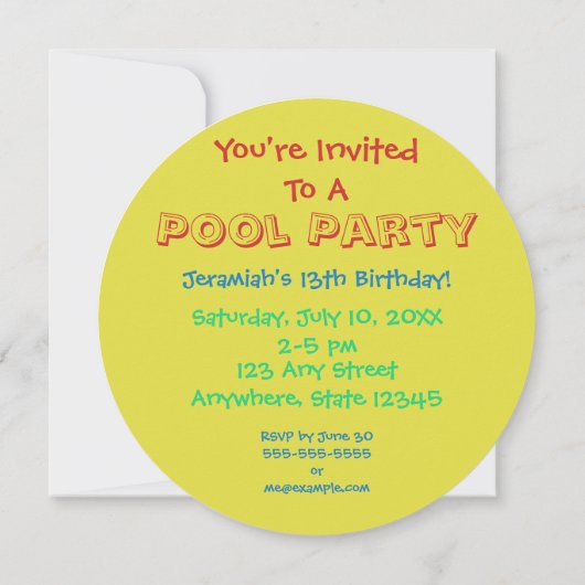 poolparty | Uitnodiging voor strandbal (Achterkant)