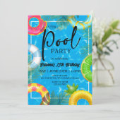 Poolparty Verjaardag | Zomer Pool Bash Kaart (Staand voorkant)