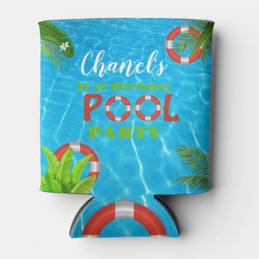 poolparty | Zomer verjaardag Blikjeskoeler (Voorkant)