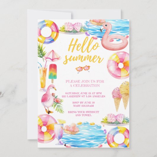 poolparty | Zomerfeest uitnodiging (Voorkant)