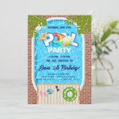 poolparty | Zwemverjaardag Kaart (Staand voorkant)