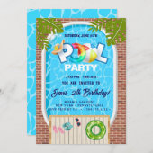 poolparty | Zwemverjaardag Kaart (Voorkant / Achterkant)