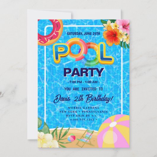 poolparty | Zwemverjaardag Kaart (Voorkant)