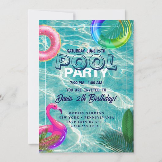 poolparty | Zwemverjaardag Kaart (Voorkant)