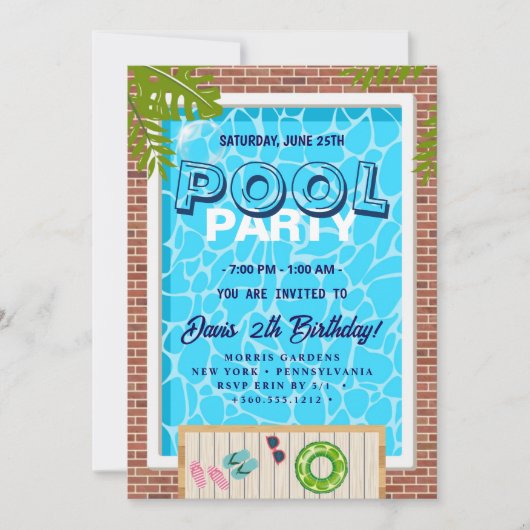 poolparty | Zwemverjaardag Kaart (Voorkant)