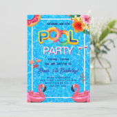 poolparty | Zwemverjaardag Kaart (Staand voorkant)