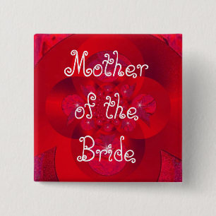 poolrood, moeder van de bride vierkante button 5,1 cm