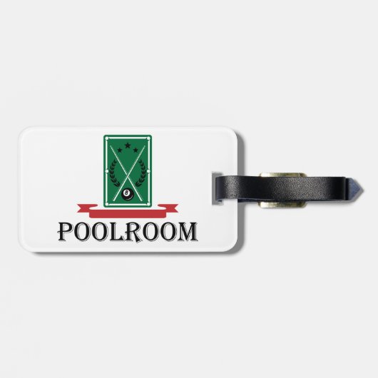 Poolroom Billiards Classic 8 Ball Bagagelabel (Achterkant horizontaal)