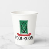 Poolroom Billiards Classic 8 Ball Papieren Bekers (Voorkant)