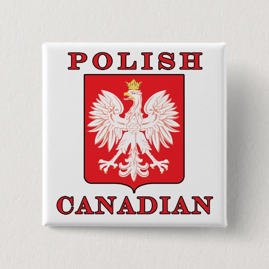 Pools Canadees Eagle Shield Vierkante Button 5,1 Cm (Voorkant)