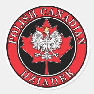 Pools Canadees esdoornblad Dziadek Ronde Sticker