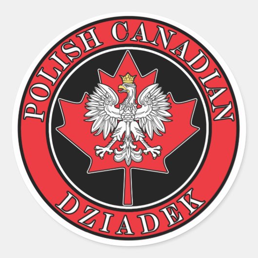Pools Canadees esdoornblad Dziadek Ronde Sticker (Voorkant)