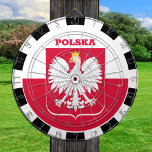 Pools dartboard en Poolse vlagdonker/spelbord Dartbord<br><div class="desc">Dartboard: Polen & wapenschild,  Poolse vlagdonzen,  familiespelletjes - hou van mijn land,  zomerspelen,  vakantie,  vaders dag,  verjaardagsfeest,  universiteitsstudenten/sportfans</div>