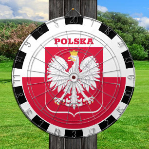 Pools dartboard en Poolse vlagdonker/spelbord Dartbord