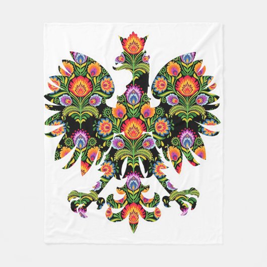 Pools Eagle Poland Wycinanki Emblem, Pools Folk Fleece Deken (Voorkant)