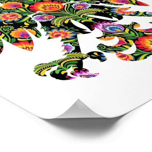 Pools Eagle Poland Wycinanki Emblem, Pools Folk Poster (Hoek)