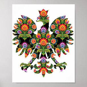 Pools Eagle Poland Wycinanki Emblem, Pools Folk Poster