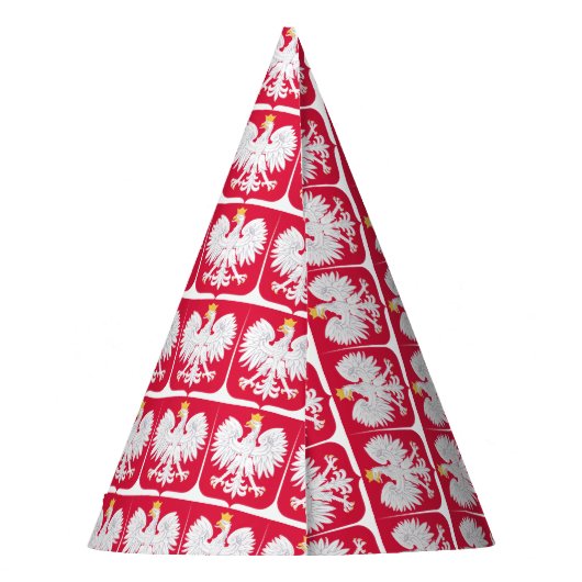 Pools Embleem - Polen Schild - Polska Herb Polski Feesthoedjes (Achterkant)