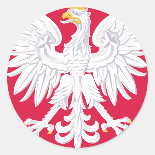 Pools Embleem - Polen Schild - Polska Herb Polski Ronde Sticker (Voorkant)