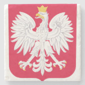 Pools Embleem - Polen Schild - Polska Herb Polski Stenen Onderzetter (Voorkant)