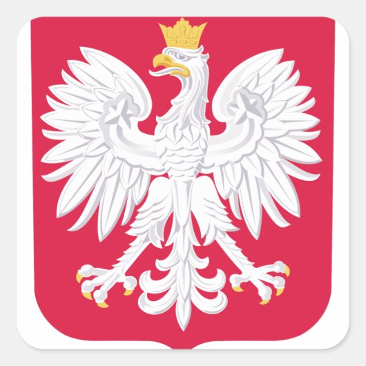 Pools Embleem - Polen Schild - Polska Herb Polski Vierkante Sticker (Voorkant)