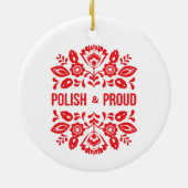 Pools en Polen Polska Red Flowers Keramisch Ornament (Achterkant)