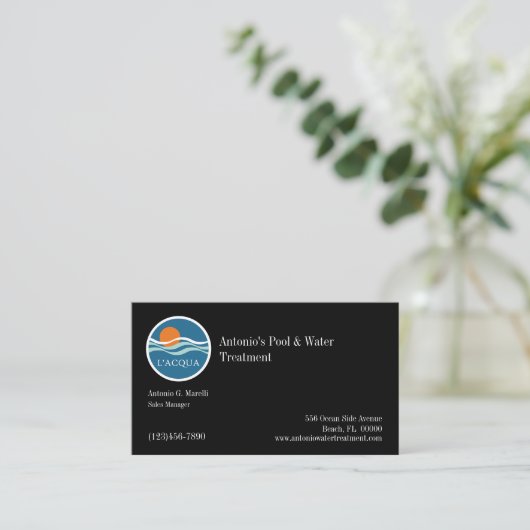 Pools en waterzuiveringsbedrijf visitekaartje (Staand voorkant)