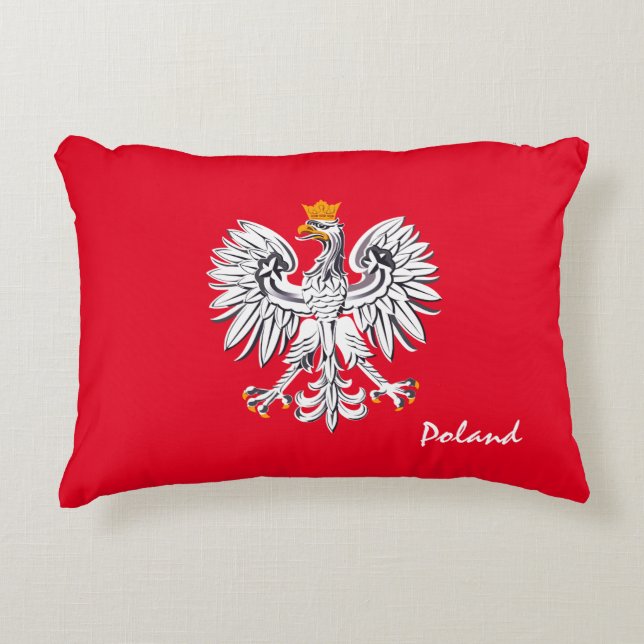 Pools Flag & Eagle, Polen mode vakantie / sport Accent Kussen (Voorkant)