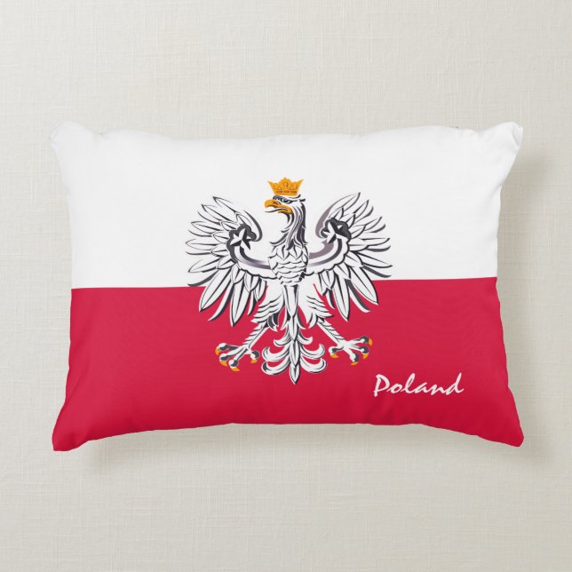 Pools Flag & Eagle, Polen mode vakantie / sport Accent Kussen (Voorkant)