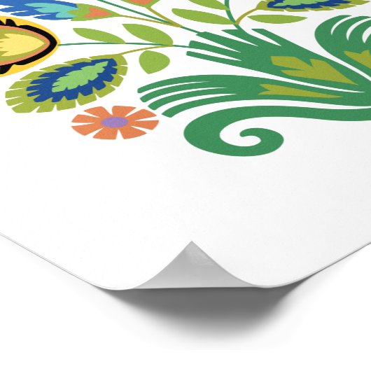 Pools Floral Azure Blue Papercut Design Poster (Hoek)