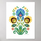 Pools Floral Azure Blue Papercut Design Poster (Voorkant)