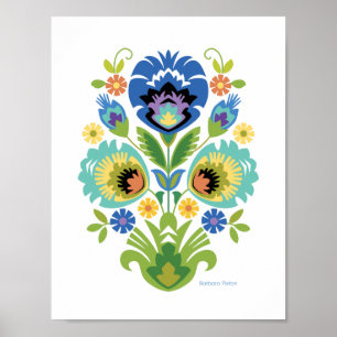 Pools Floral Blue en Blauwgroen Papercut-ontwerp Poster