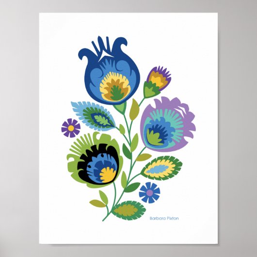 Pools Floral Dark Blue Papercut-ontwerp Poster (Voorkant)
