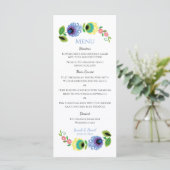 Pools Folk Bloemen Geel Bruiloft Menu (Staand voorkant)