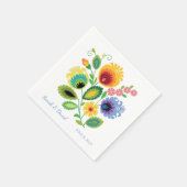 Pools Folk Bloemen Geel Bruiloft Servet (Hoek)