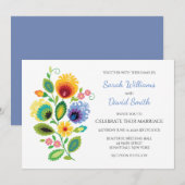 Pools Folk Bloemen Geel Bruiloft Uitnodiging (Voorkant / Achterkant)