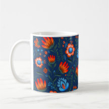 Pools Folk Bloemen Wycinanki Blauw