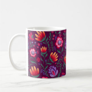Pools Folk Bloemen Wycinanki Roze Koffiemok