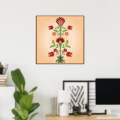 Pools folk Embroidery Flowers Pattern, Poster (Thuiskantoor)