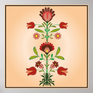 Pools folk Embroidery Flowers Pattern, Poster