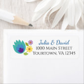 Pools Folk Flowers Blue Lavender Etiket (Insitu)