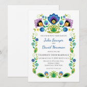 Pools Folk Flowers Blue Lavender Kaart (Voorkant / Achterkant)