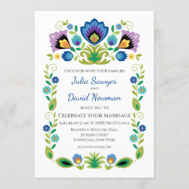 Pools Folk Flowers Blue Lavender Kaart