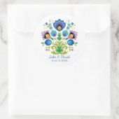 Pools Folk Flowers Blue Lavender Ronde Sticker (Tas)