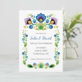 Pools Folk Flowers Blue Lavender Save The Date