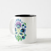 Pools Folk Flowers Paars Tweekleurige Koffiemok (Voorkant links)